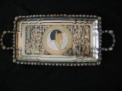 Egyptian Decorative Brass Tray w/depictions of King Tut