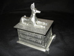 Anubis on the Plinth Egyptian Pewter Trinket Box