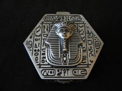 Eygptian Pewter King Tut Trinket box, lined 6 sided