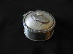 Eygptian Pewter King Tut Trinket box, round lined